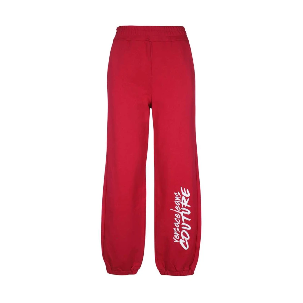 Versace Jeans Couture Bedrukte katoenen sweatpants Red Dames