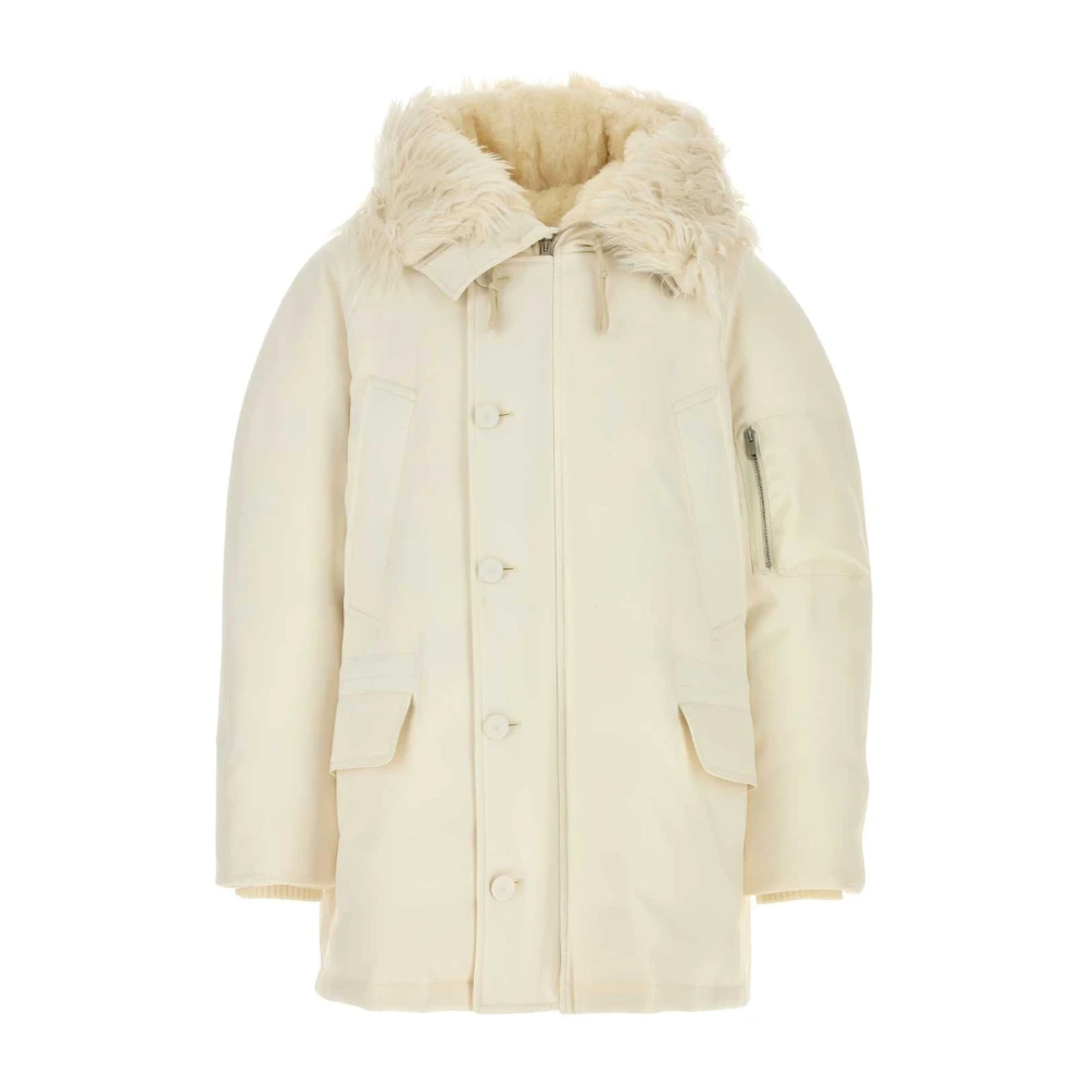 Jil Sander Oversized Donsjack in Ivoor Gabardine White Heren
