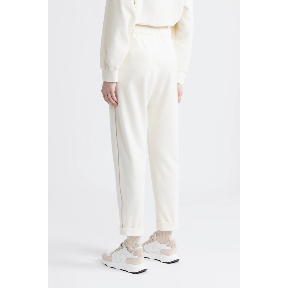 PESERICO Katoenen jersey joggers White Dames