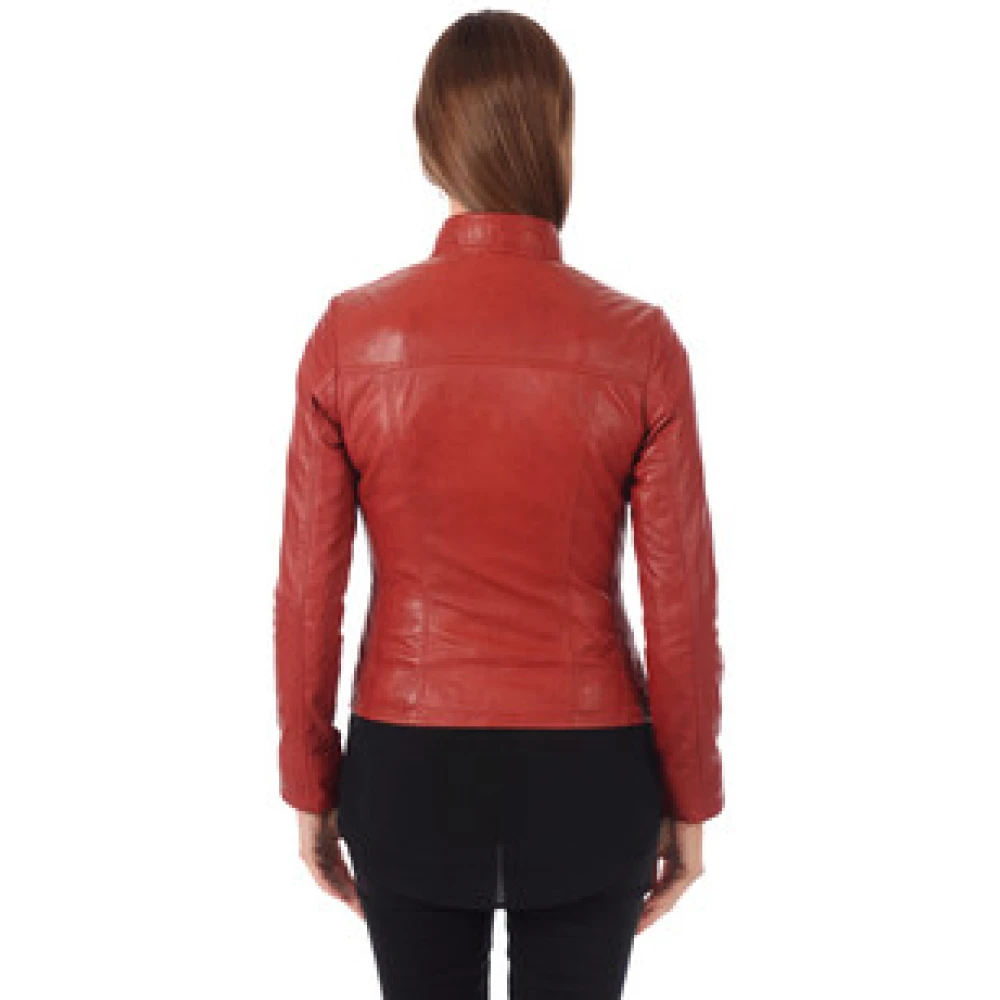 La Canadienne Rode Leren Jas Eco-Vriendelijk Model Red Dames