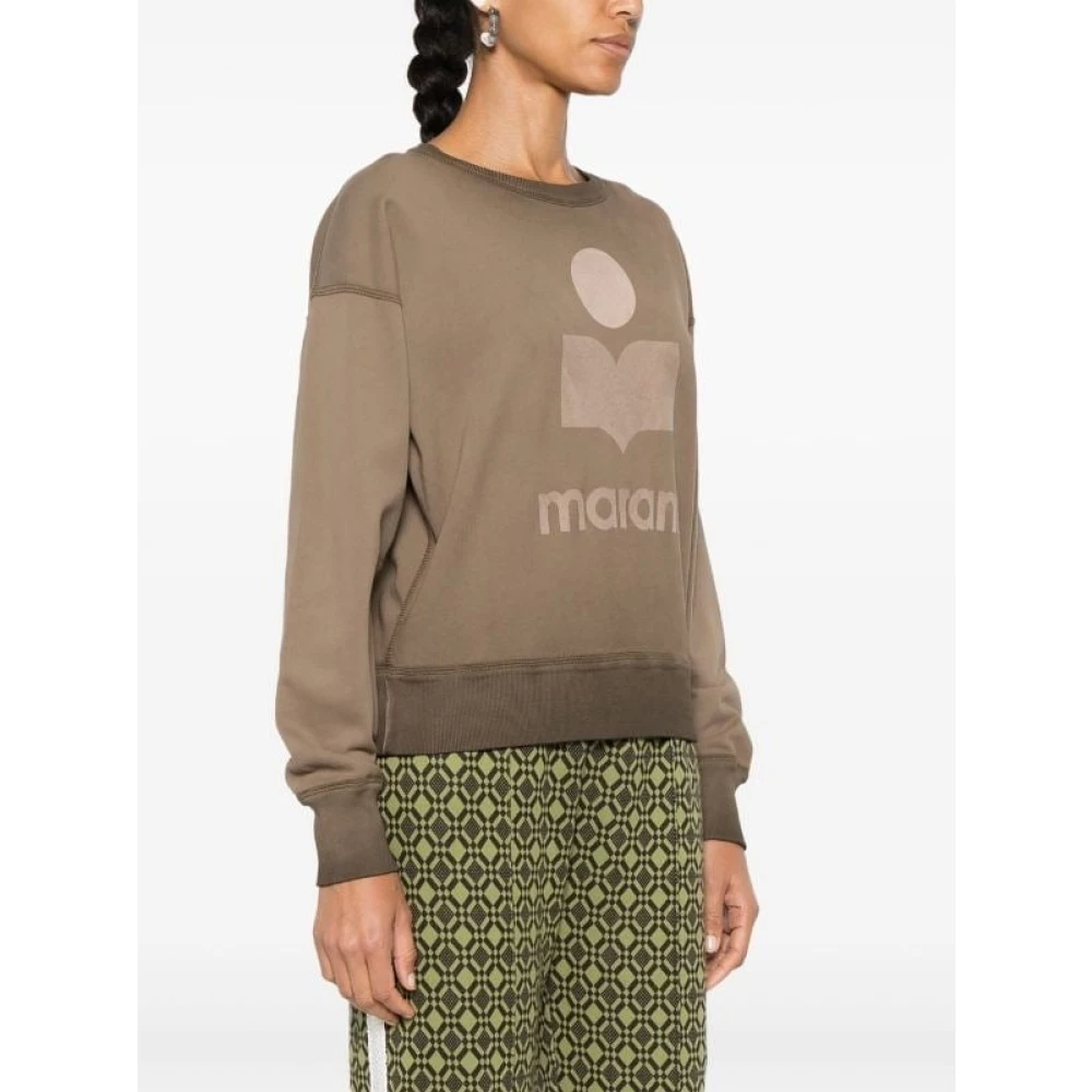 Isabel Marant Étoile Khaki Flocked Logo Crew Neck Sweater Beige Dames