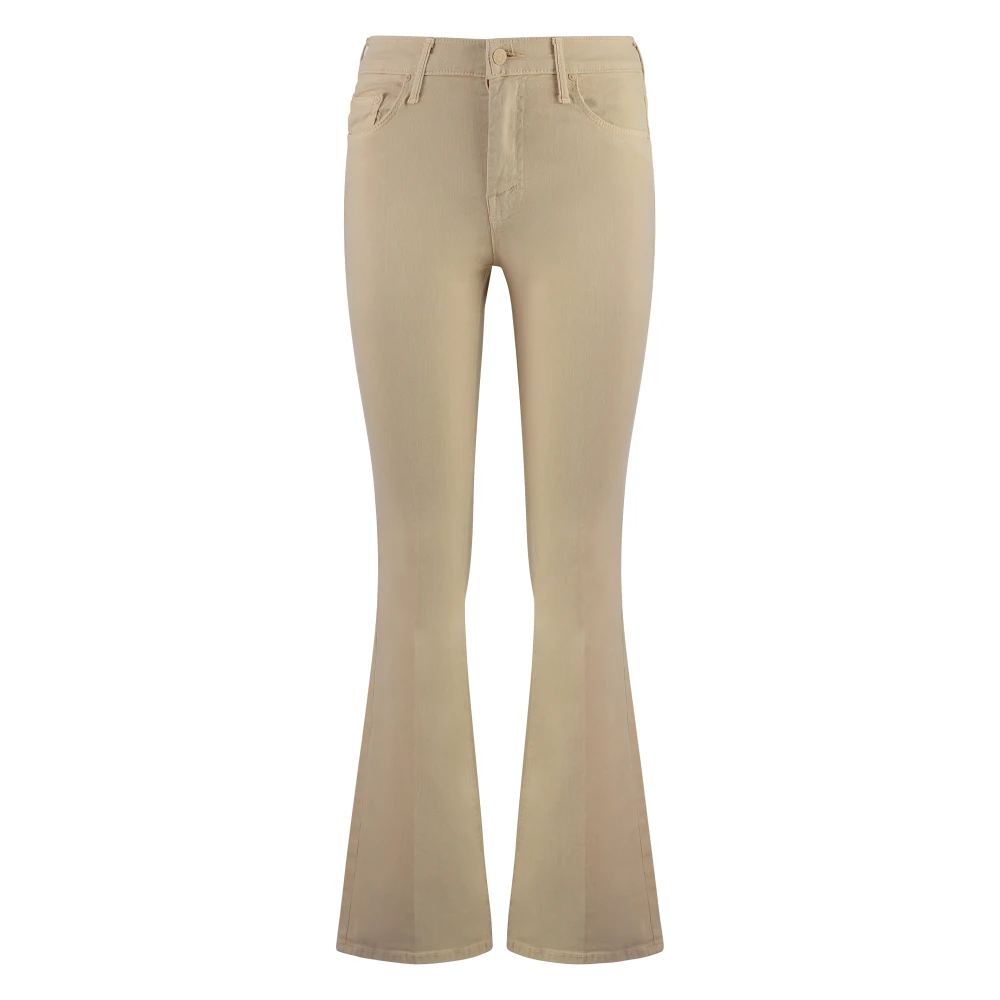 Mother Cropped Flared Jeans met Metalen Details Beige Dames