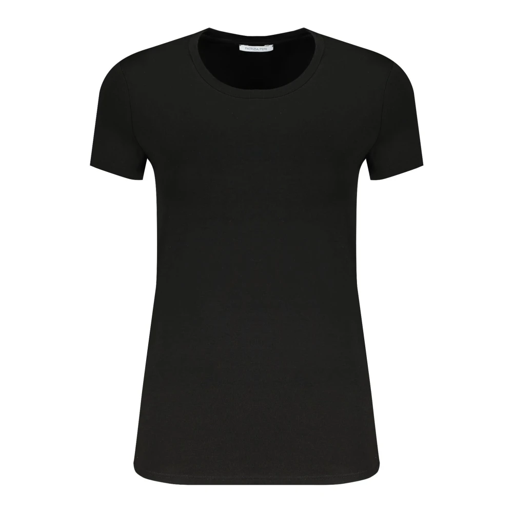 Patrizia Pepe Women's Black T-Shirts, Xs, Short Sleeve Cotton T-Shirt With Rhinestones