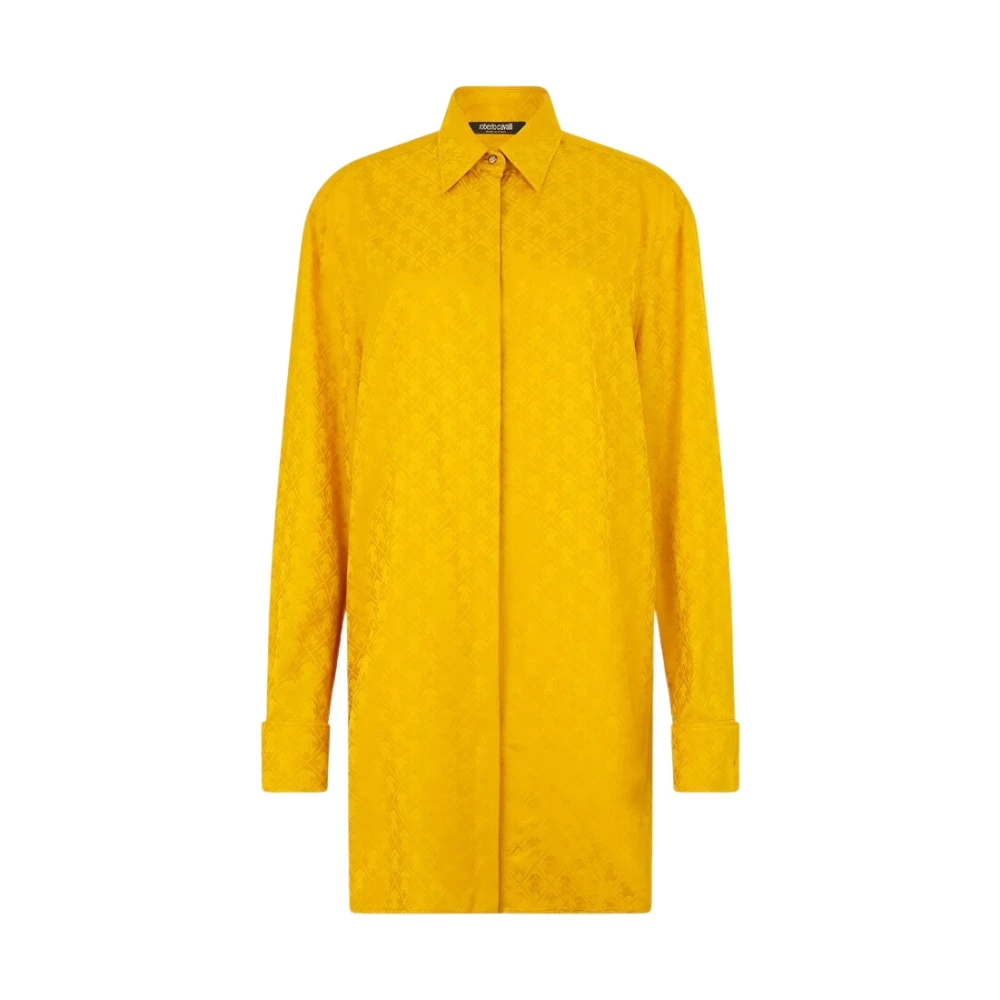 Roberto Cavalli Women's Yellow Silk Shirt With Mirror Snake Monogram