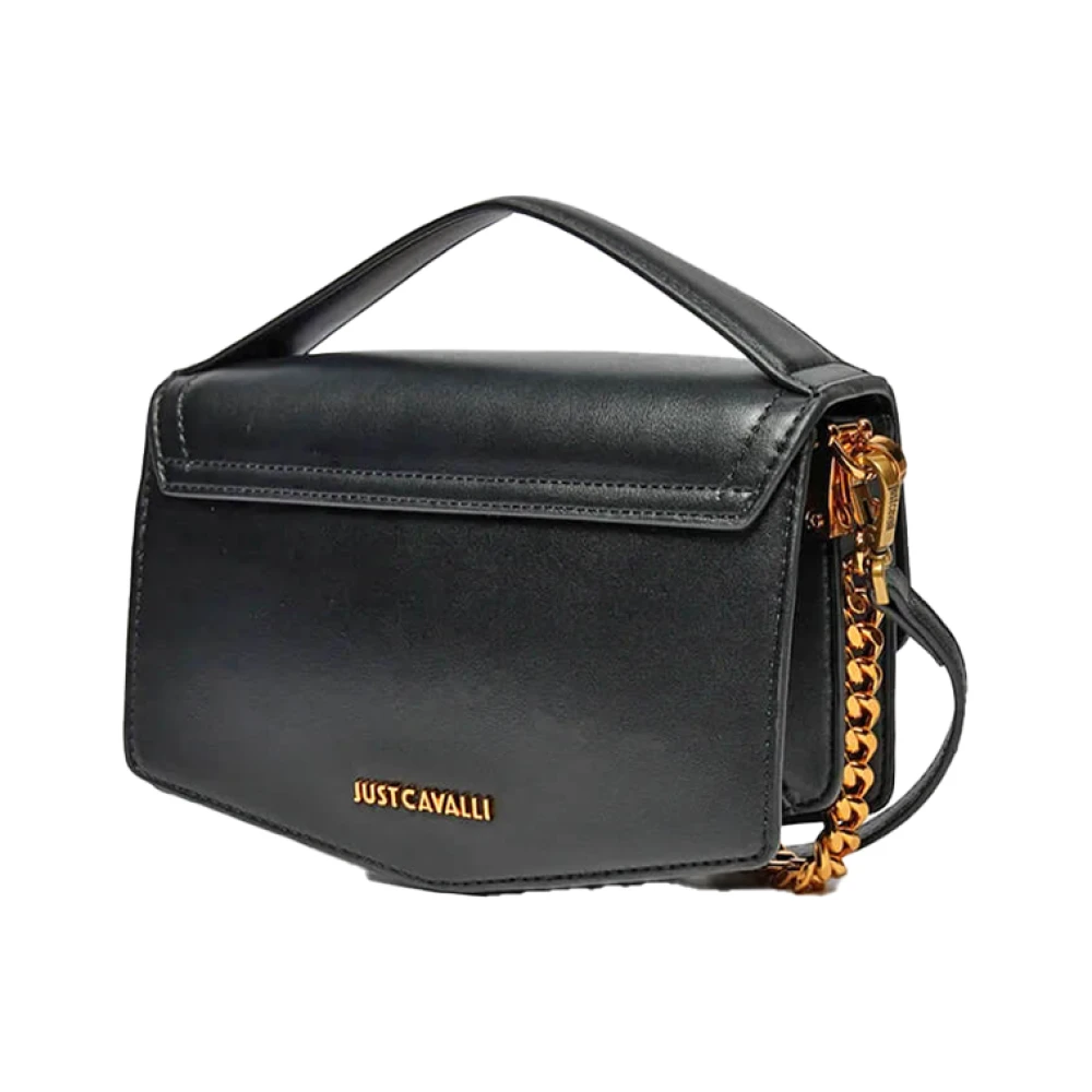 Just Cavalli Geëtst Logo Driehoek Schoudertas Black Dames