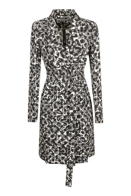 Flower Print LS Wrap Midi Dress