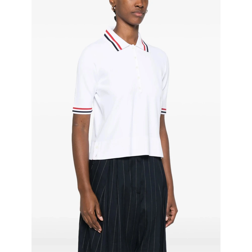 Thom Browne Witte Polo met Tricolor Strepen White Dames