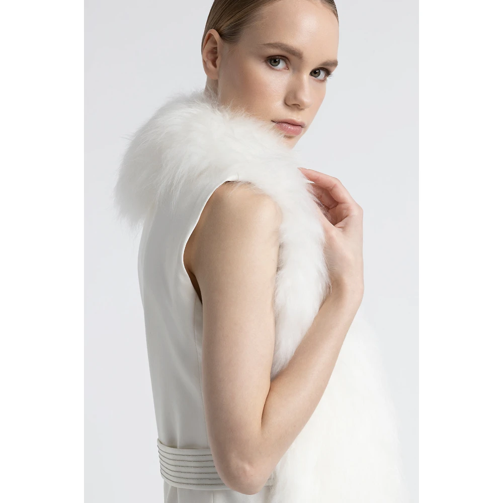 PESERICO Echte kasjmiergeitenbontkraag White Dames