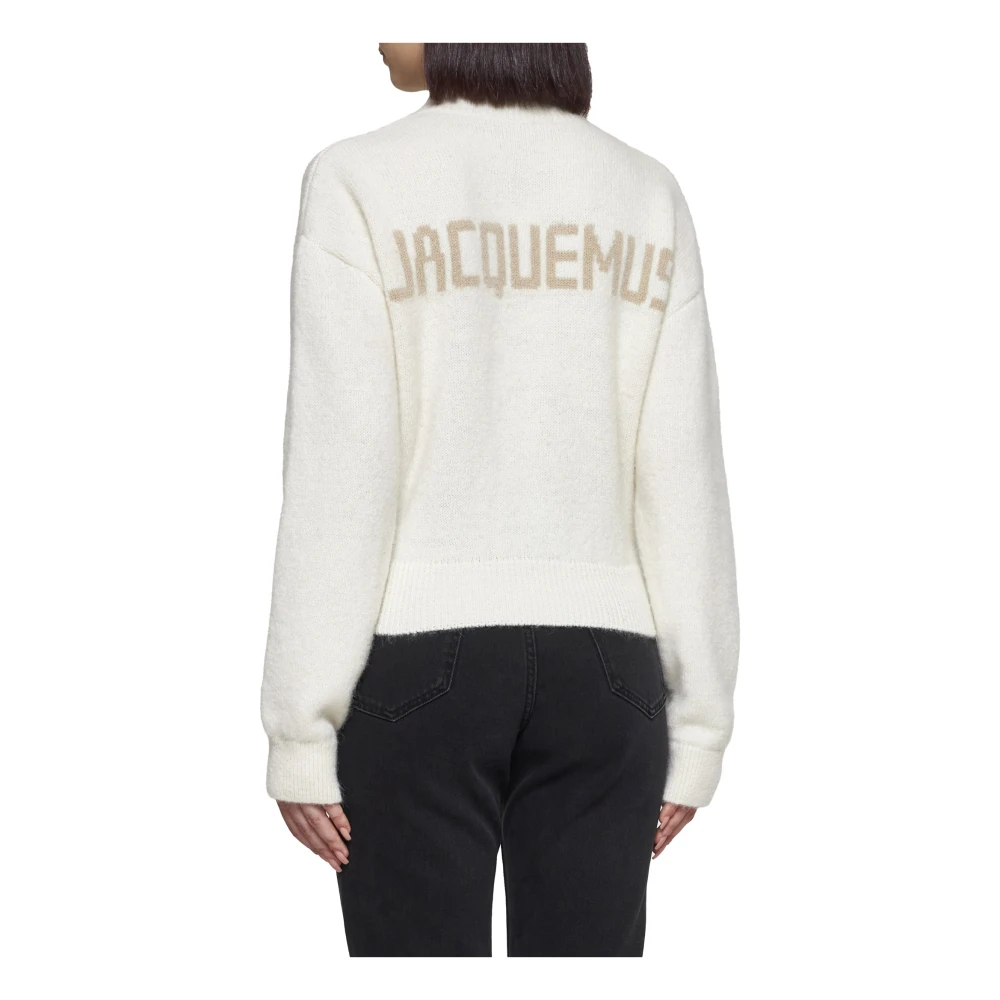 Jacquemus Beige Box-Fit Sweater met Mock Neck Beige Dames