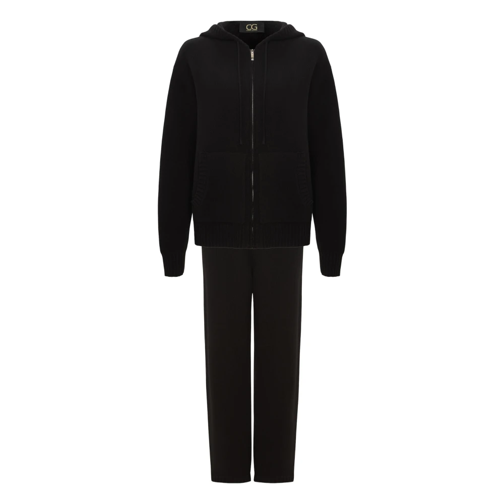 Cesare Gaspari Merino Hoodie Kostuum Penelope Zwart Black Dames