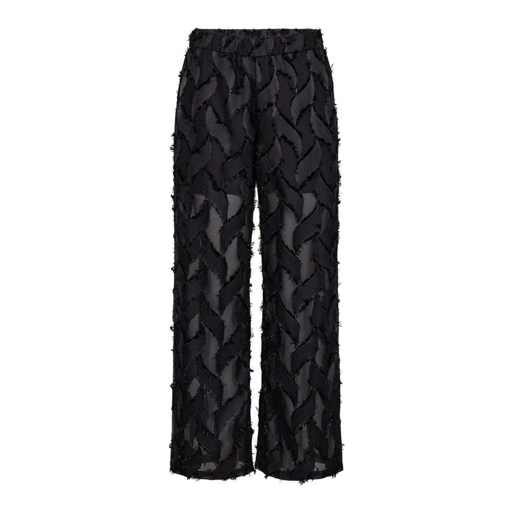 Co'Couture Zwarte wijde broek met franje details Black Dames