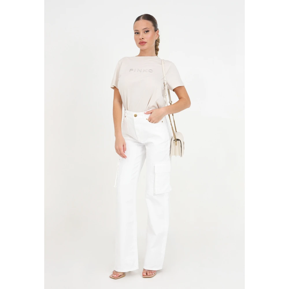 pinko Wide Trousers White Dames