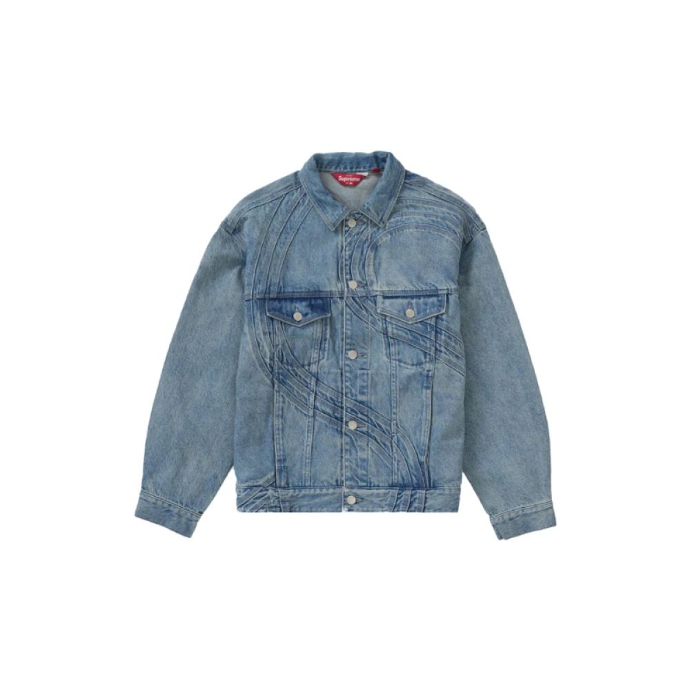 Supreme Blauwe Denim Trucker Jack met S Logo Blue Heren