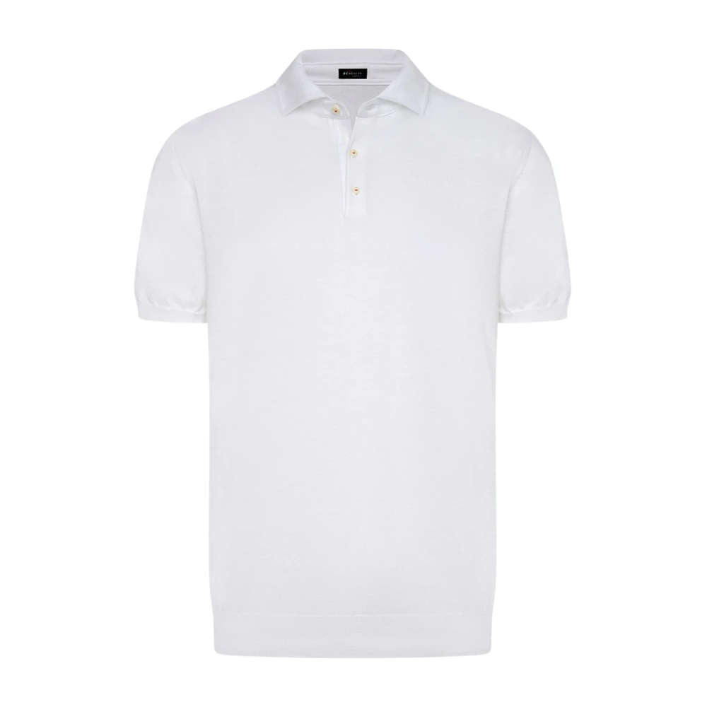 Kiton Mjuk Bomull Polotröja White, Herr