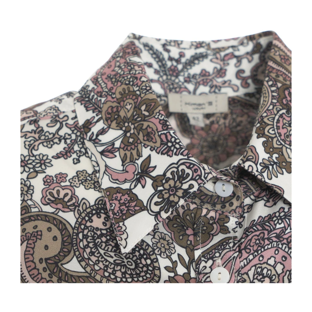 Himon's Blouse met paisley print Ronde zoom Lange mouwen Blue Dames