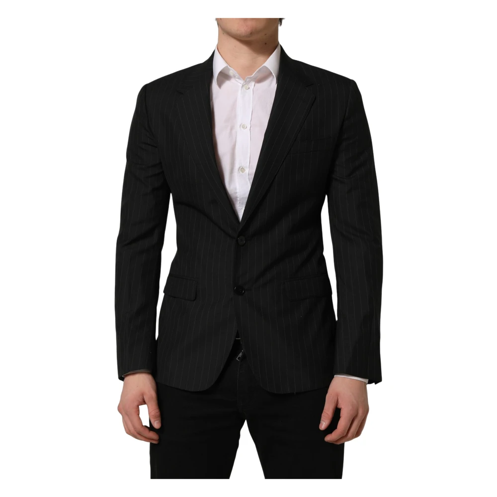 Dolce & Gabbana Stripes Wool Single Breasted Blazer - Male - Blazers - Gray - M - Suits
