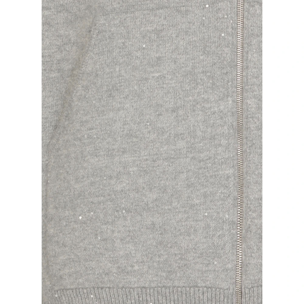 Fabiana Filippi Grijze Wollen Hoodie met Pailletten Gray Dames