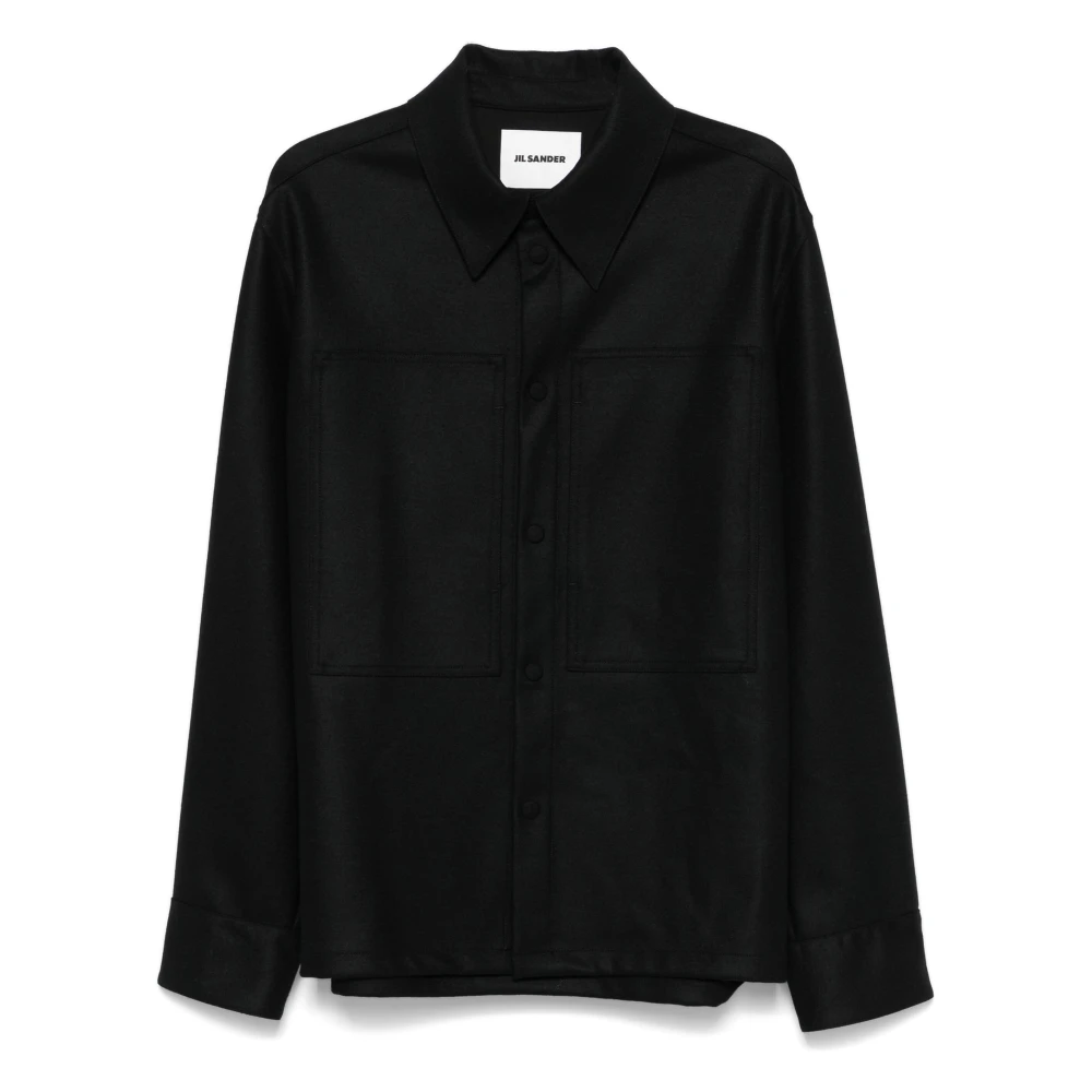Jil Sander Zwarte Wollen Overshirt met Knoopsluiting Black Heren