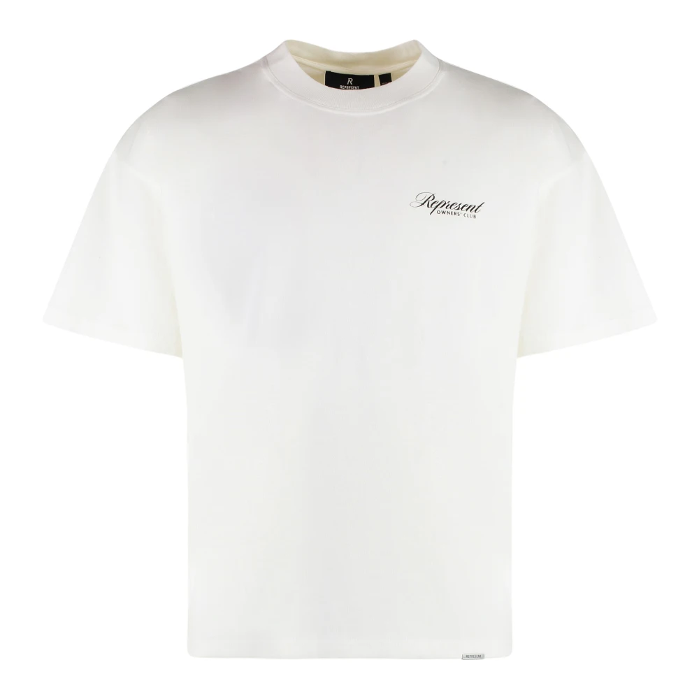 Represent Men's Beige Ribbed Crew-Neck Cotton T-Shirt