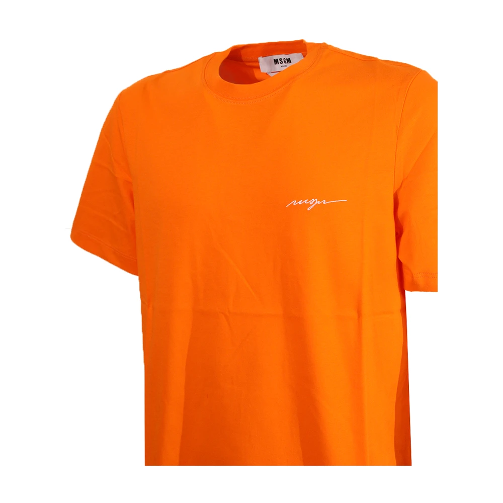 Msgm Oranje Crew-neck T-shirt met Logo Orange Heren