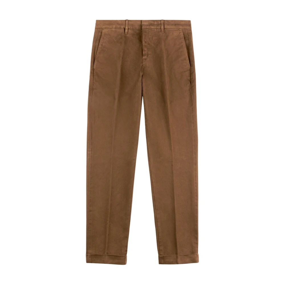 Fay Slim Gabardine Broek Brown Heren