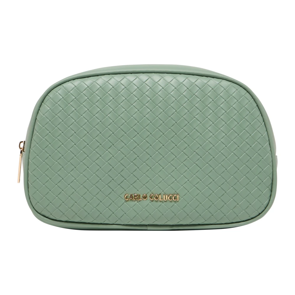 Carlo colucci Gevlochten Toilettas Stijlvolle Functionaliteit Green Dames