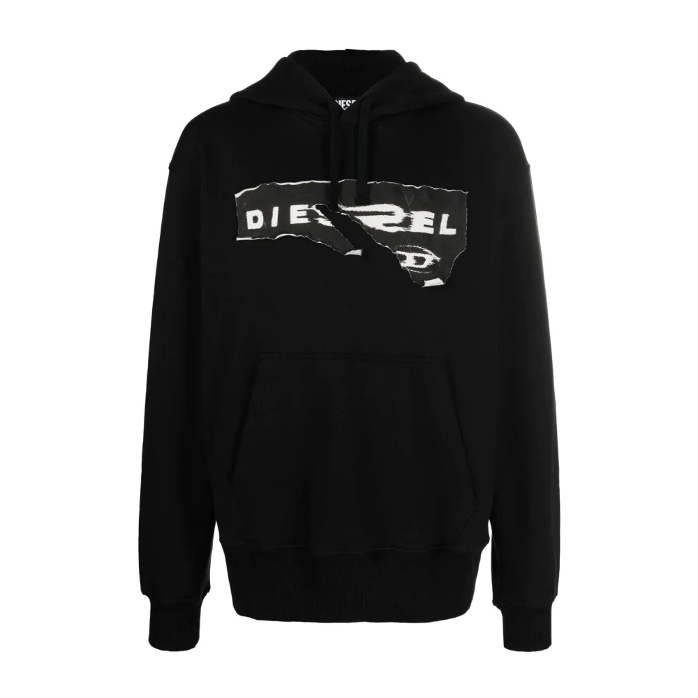 Diesel Uomo Nero Felpa Con Cappuccio Stile Casual