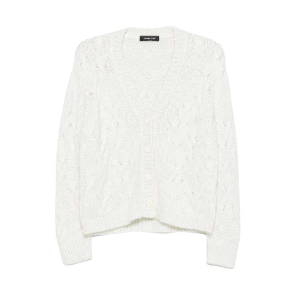 Fabiana Filippi Jumpers Beige - Female - Cardigans - White - M - Knitwear