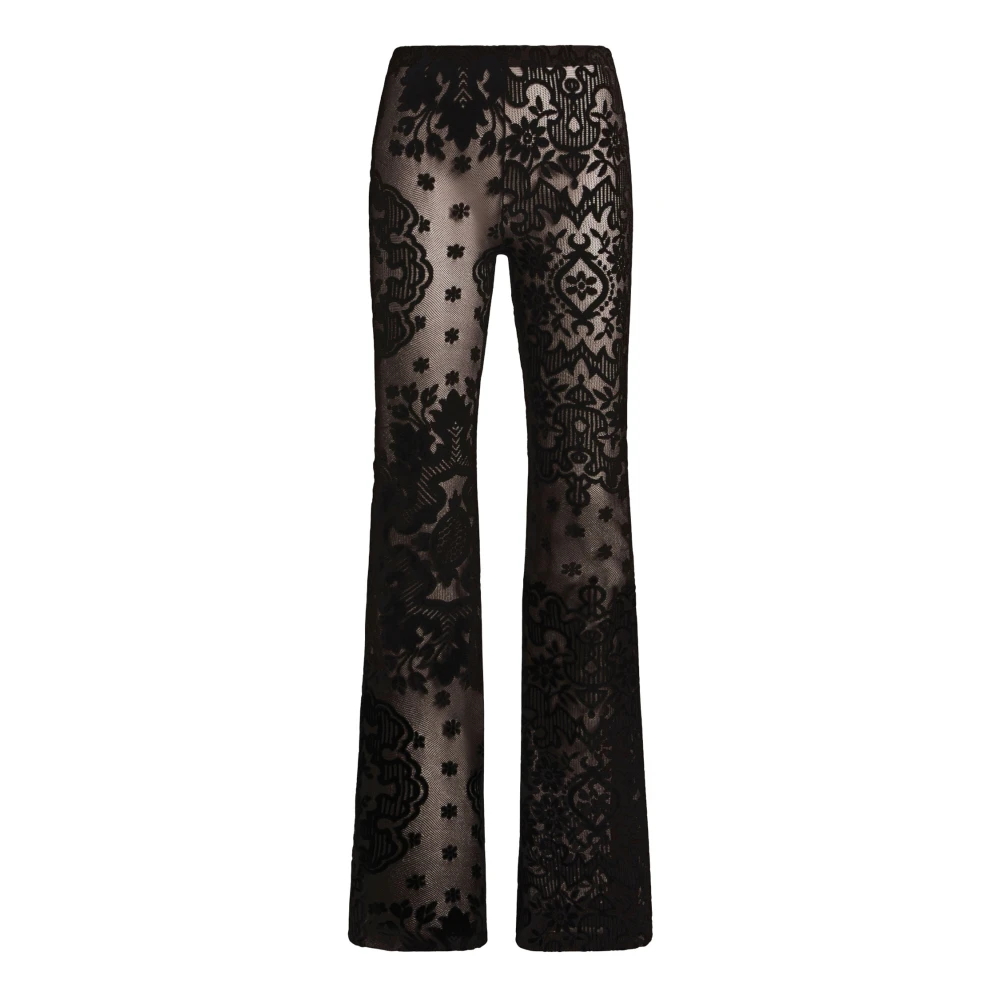 ETRO Zwart Jacquard Velvet Flare Broek Black Dames