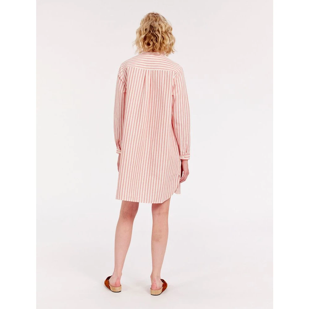 Ines De La Fressange Paris Gestreepte Linnen Jurk Pink Dames