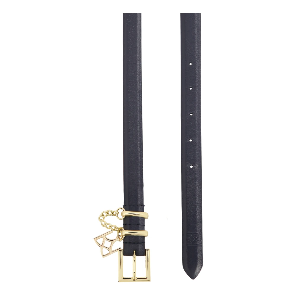 Kazar Donkerblauwe smalle riem met gouden versiering Blue Dames