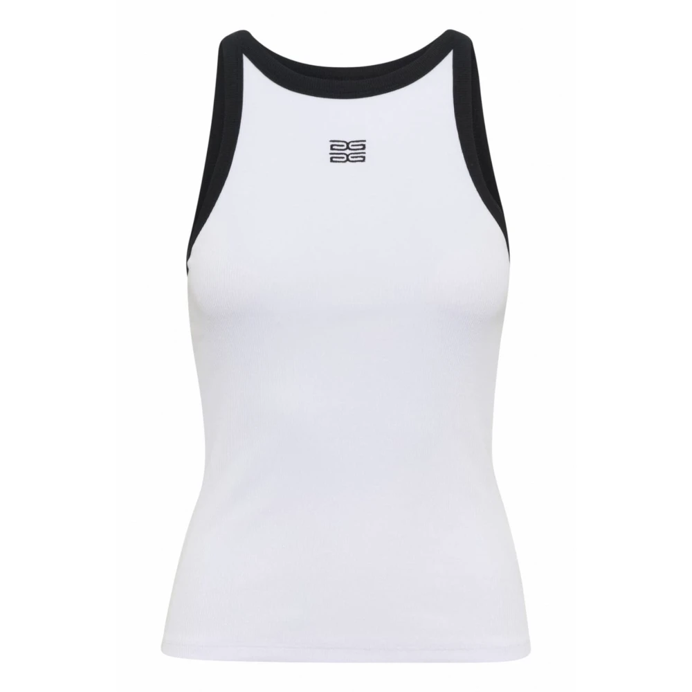 Gestuz Women's White Contrast Logo Cropped Top - Sleeveless Tops - Xs - Tops