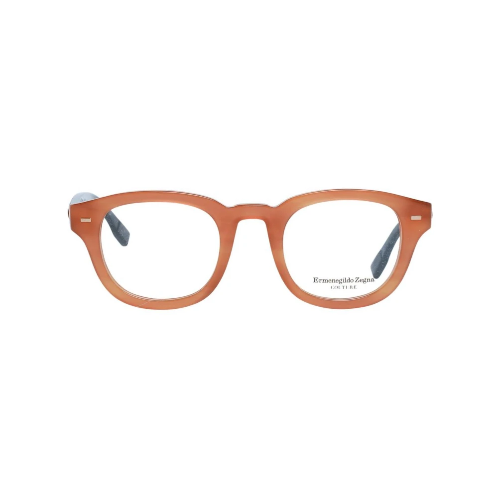 Ermenegildo Zegna Bruine Ronde Optische Monturen met Veerscharnier Brown Heren