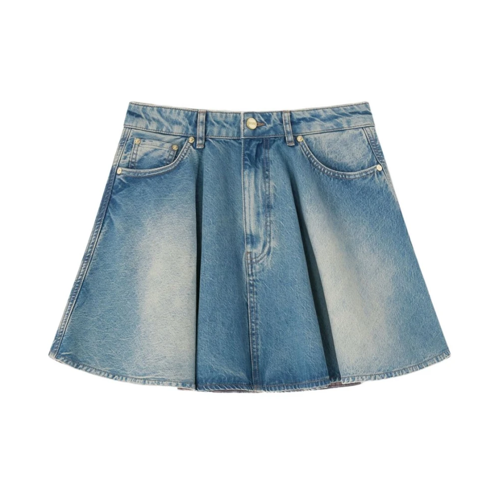 Ganni Women's Blue Tint Rigid Denim Skirt - Denim Skirts - S - Skirts