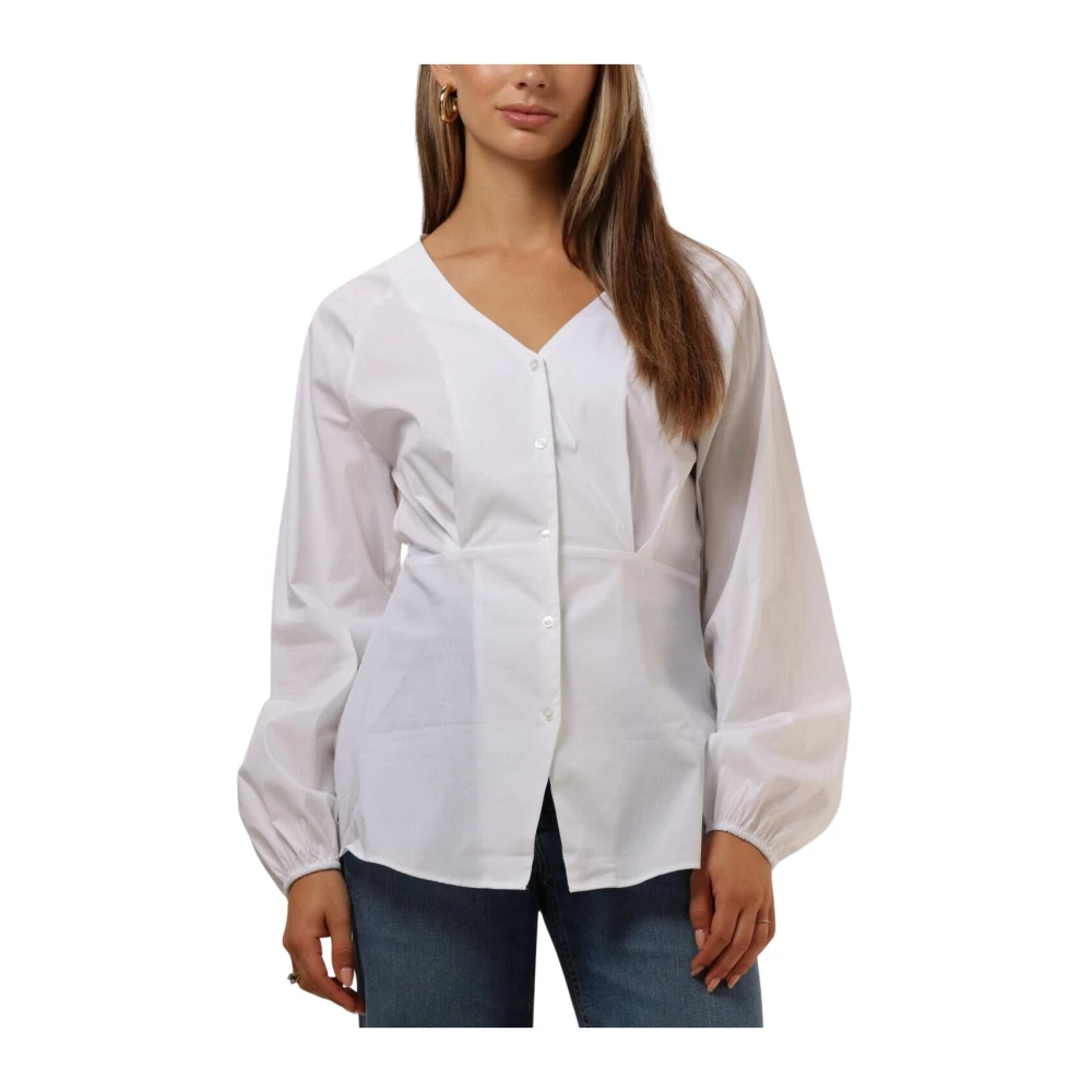 Object Witte Sculpture Fit Blouse Met Lange Mouwen White Dames