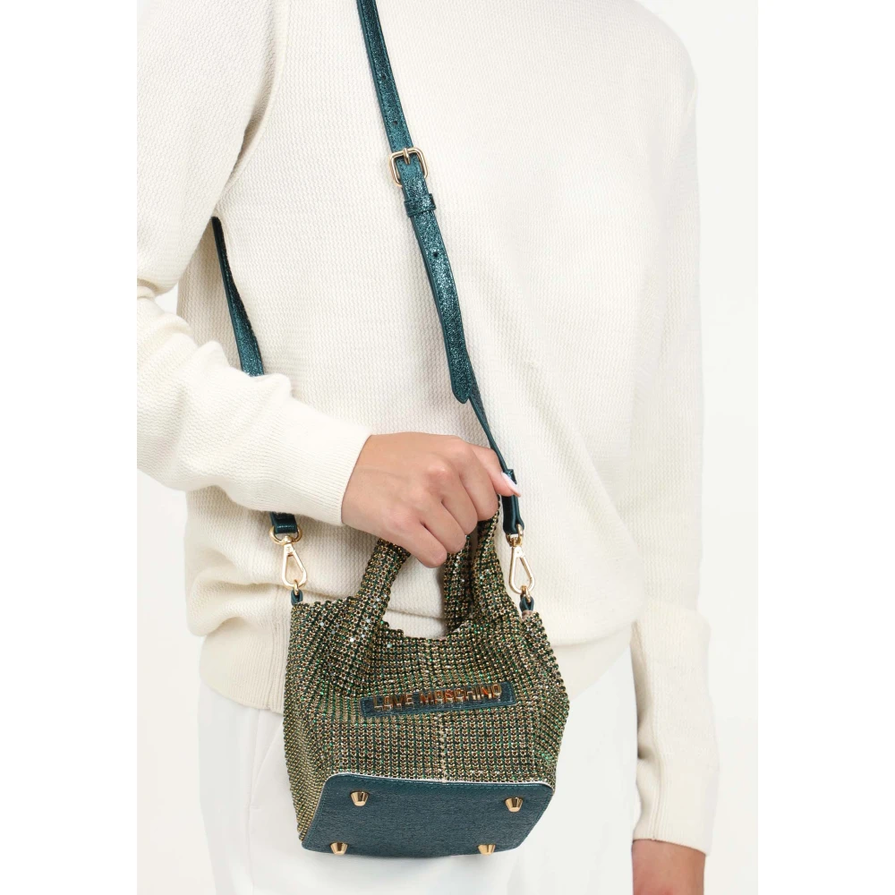 Love Moschino Smaragdgroene handtas met strass Green Dames
