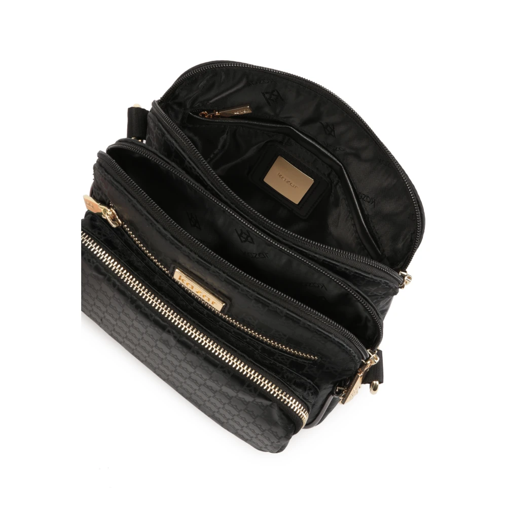 Kazar Veelzijdige Zwarte Stoffen Messenger Tas Black Dames