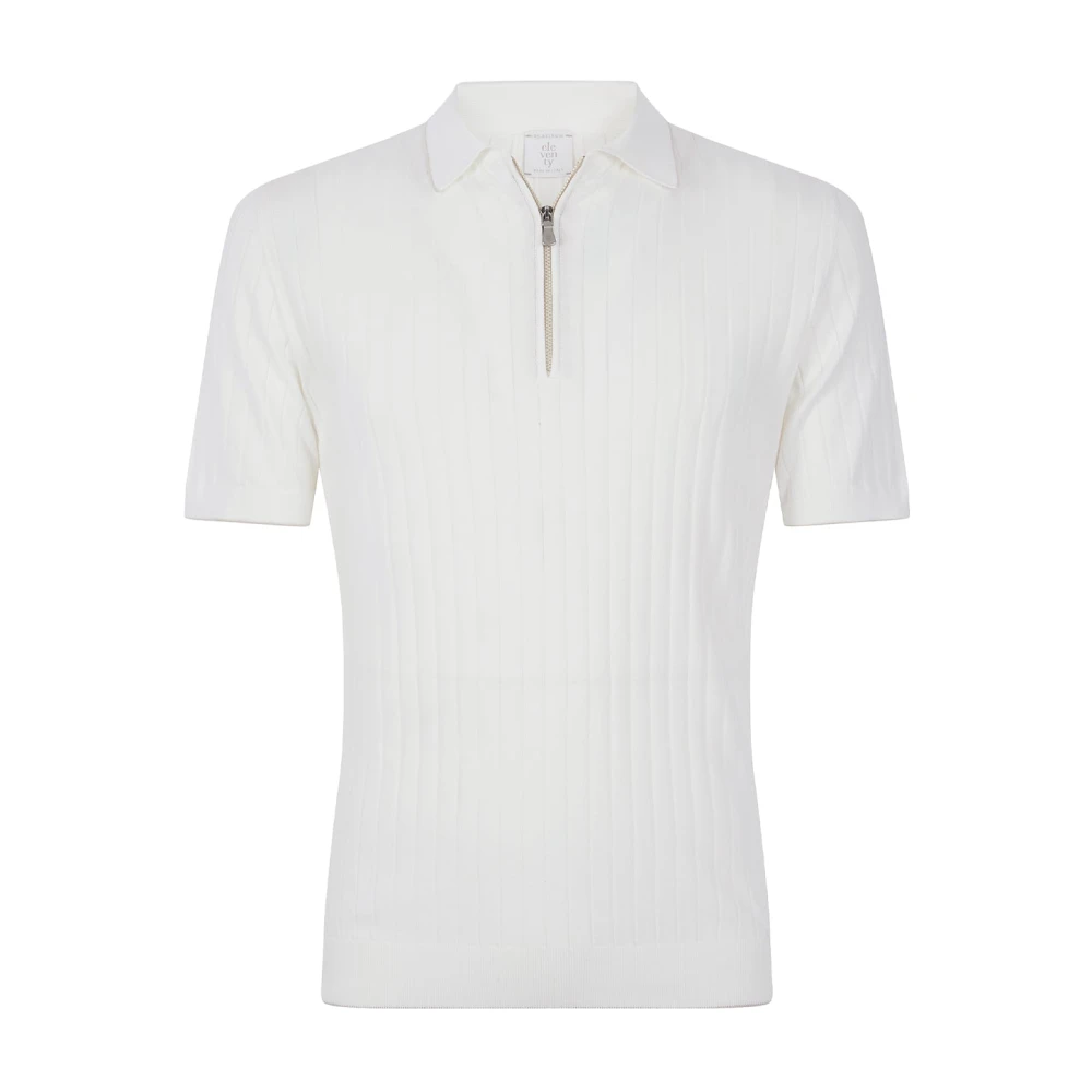 Eleventy Men's White Round-Neck Knitwear, 2XL, Maglia Mezza Zip