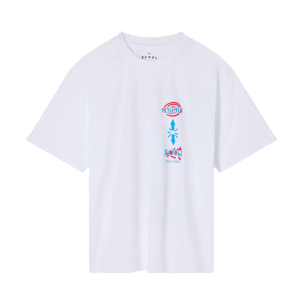 Edwin Wit T-shirt met bedrukt logo White Heren