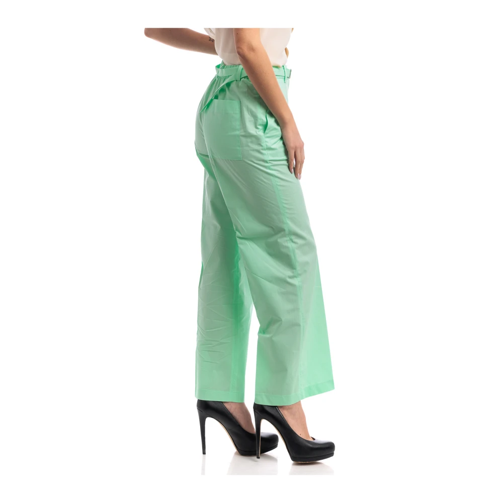 Seventy Katoenen enkellange rechte broek met riem Green Dames