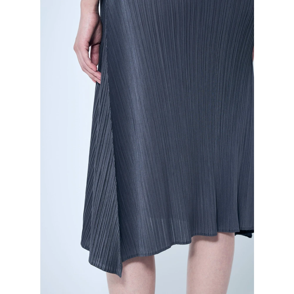 Issey Miyake Geplooide Vierkante Rok Elastische Tailleband Gray Dames