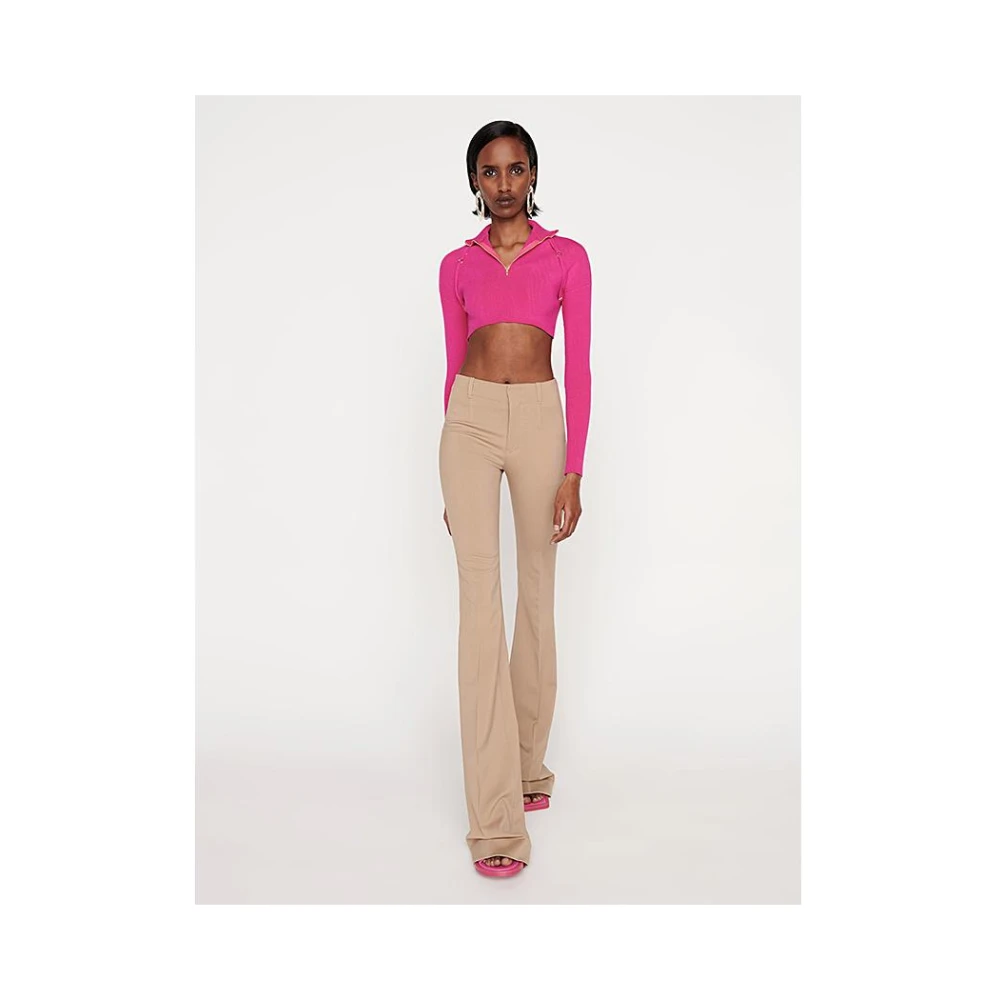 Jacquemus Hoge Taille Flare Broek Beige Dames