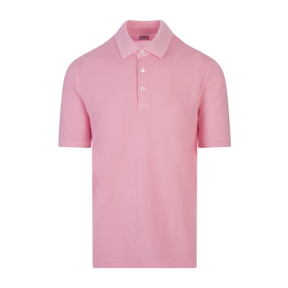 Fedeli Roze Polo Shirt Korte Mouw Pink Heren