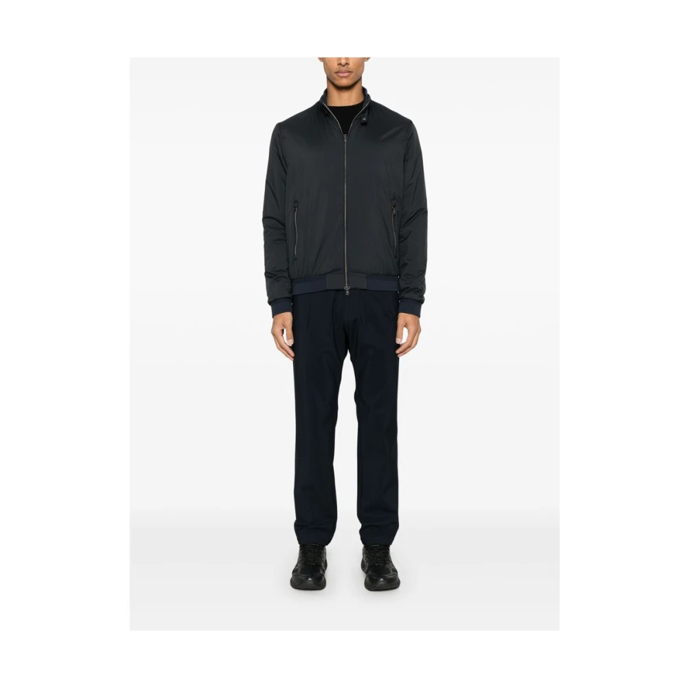 Herno Midnight Blue Zip-Front Ribgebreid Jasje Blue Heren