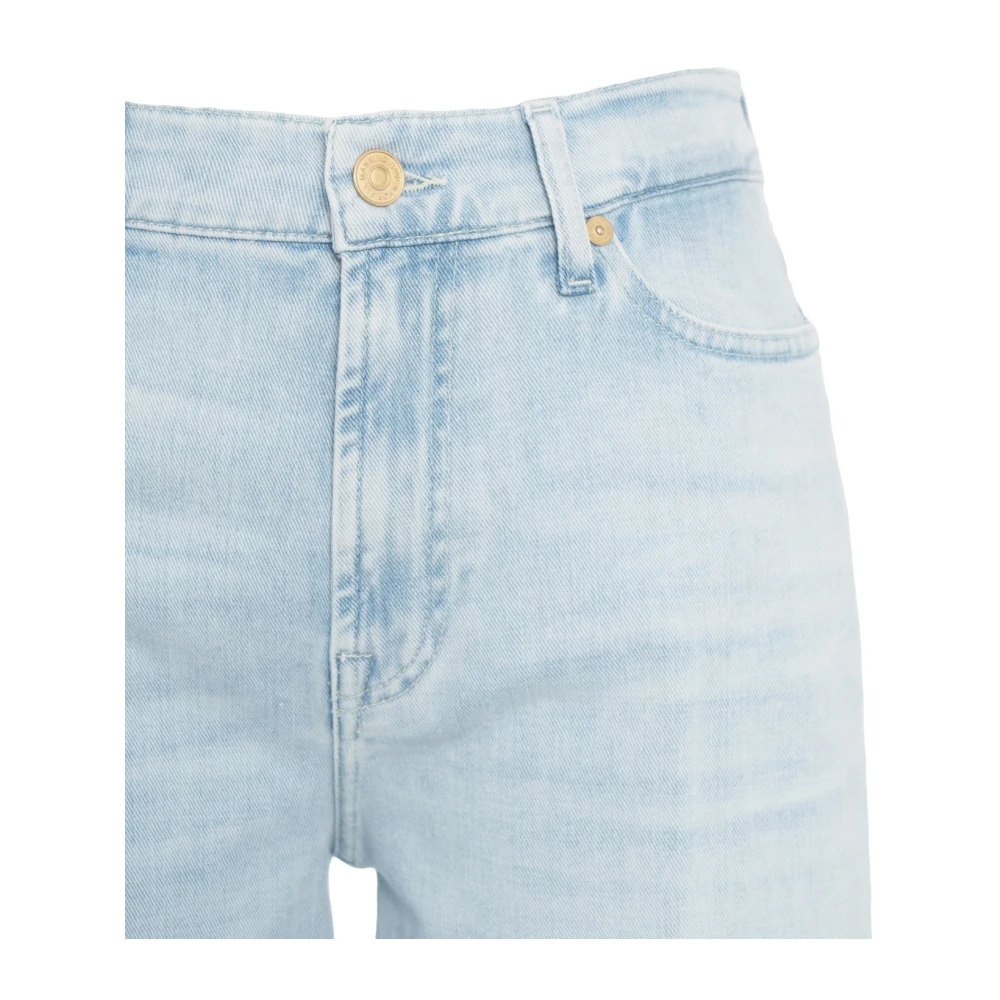 7 For All Mankind Hoge Taille Cropped Wijde Pijp Jeans Blue Dames