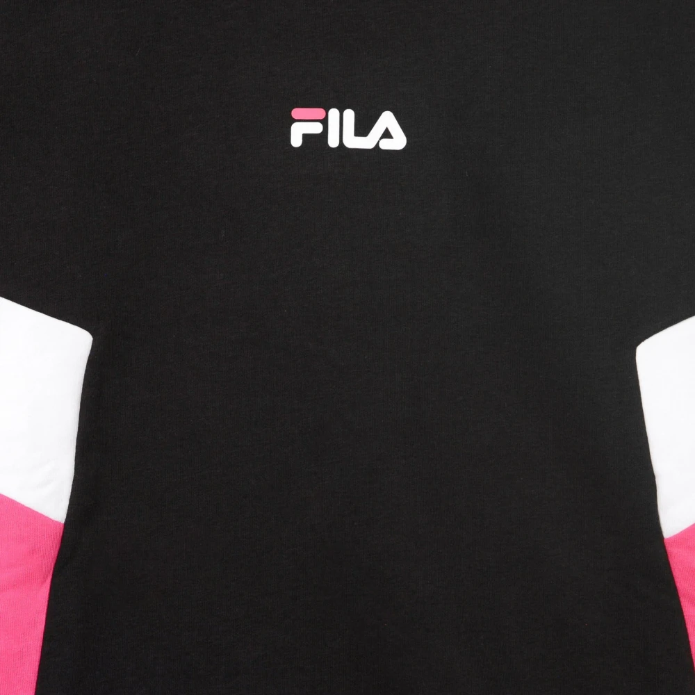 Fila Zwart Wit Roze Lichtgewicht Crewneck Sweatshirt Black Heren