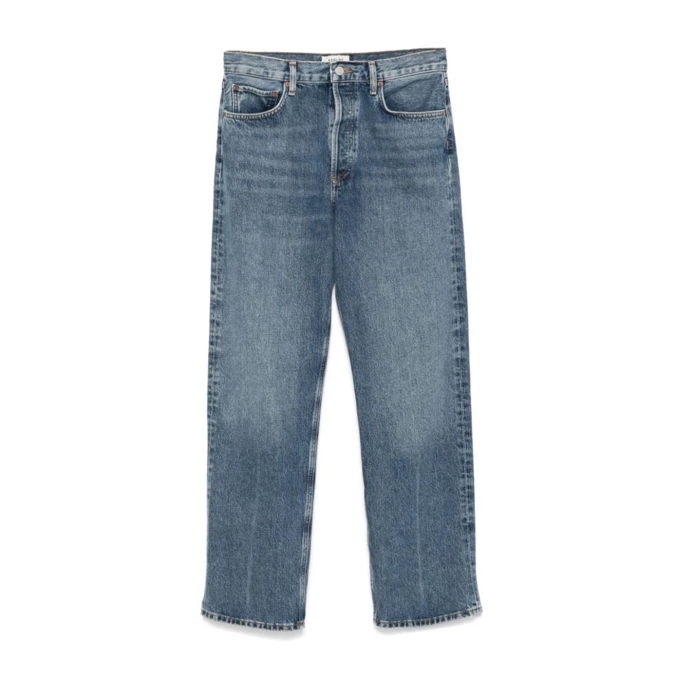 Agolde Indigo Blauwe Denim Jeans Rechte Pijp Blue Dames