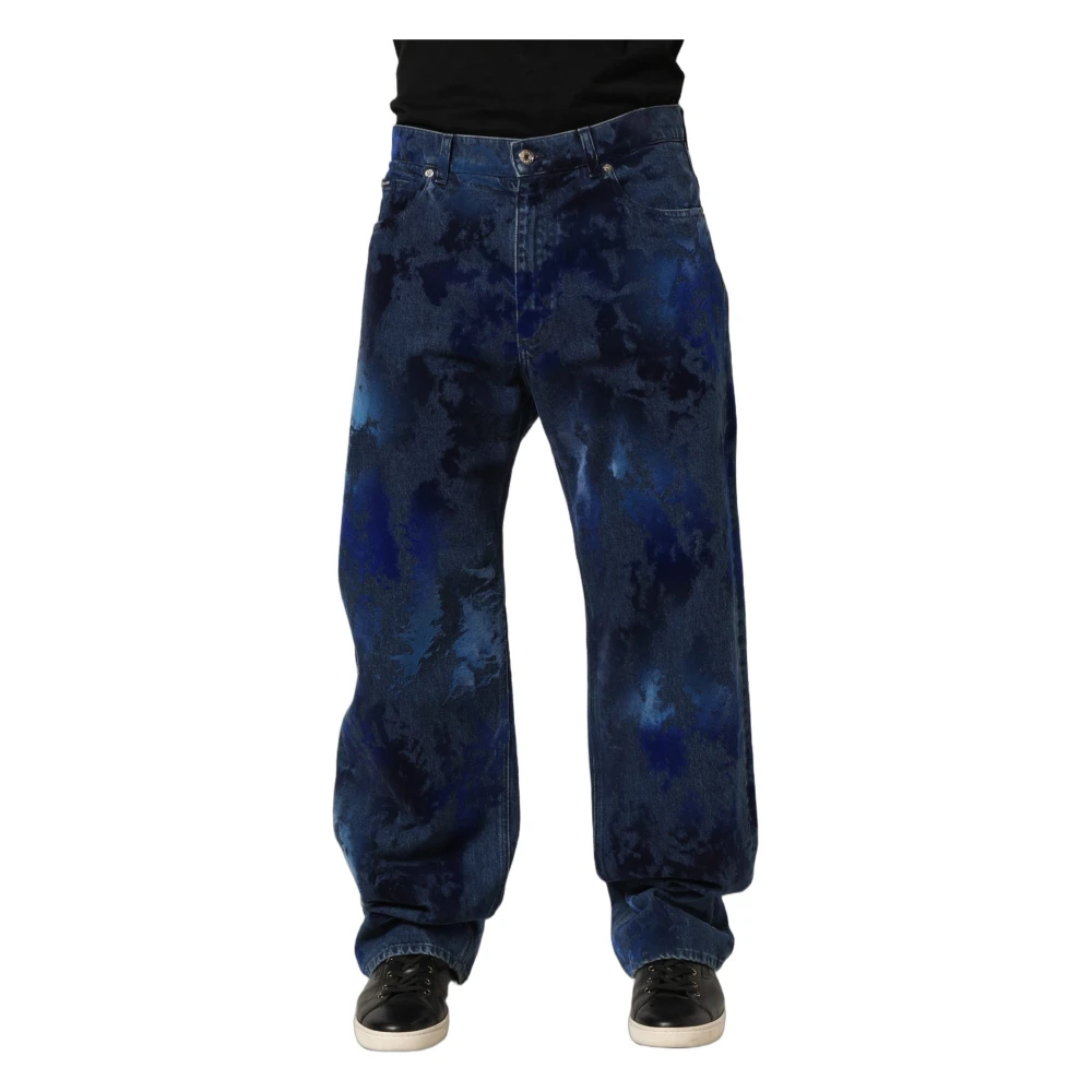 Dolce & Gabbana Blue Wide Jeans, Male, M, Straight Jeans