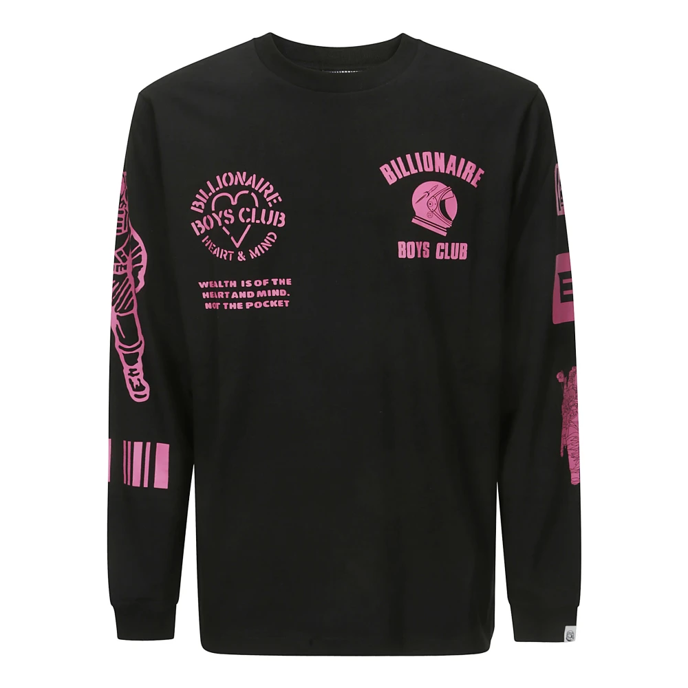 Billionaire Boys Club Zwarte longsleeve T-shirt met roze opdruk Black Heren