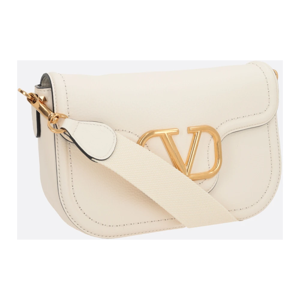 Valentino Garavani Witte Gehamerd Leren Schoudertas White Dames